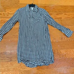 Black and White Plaid Long Sleeve Shirt Dress